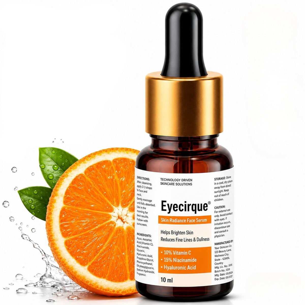 10% Vitamin C Face Serum with 5% Niacinamide & Hyaluronic Acid | Brightens, Hydrates & Evens Skin Tone - 10ML Trio Pack
