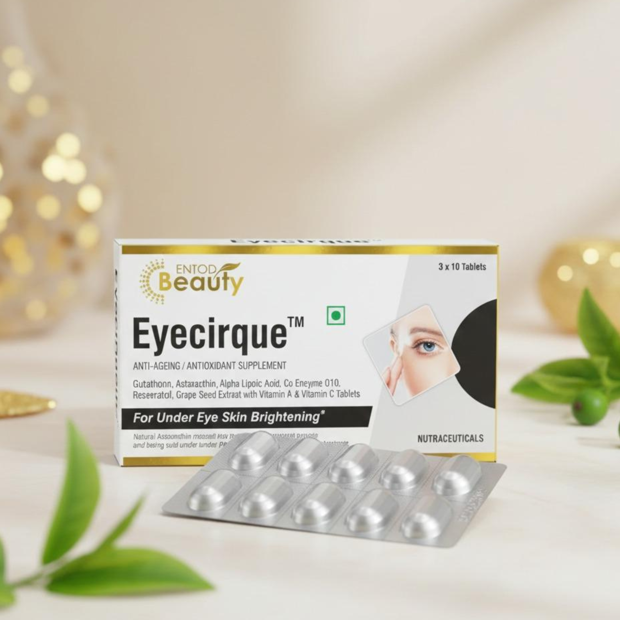 Eyecirque Skin Brightening & Antioxidant Supplement | Glutathione, Natural Astaxanthin (AstaReal® 4%), Alpha Lipoic Acid, Grape Seed Extract, Vitamins A & C | Radiant, Youthful, Firm Skin
