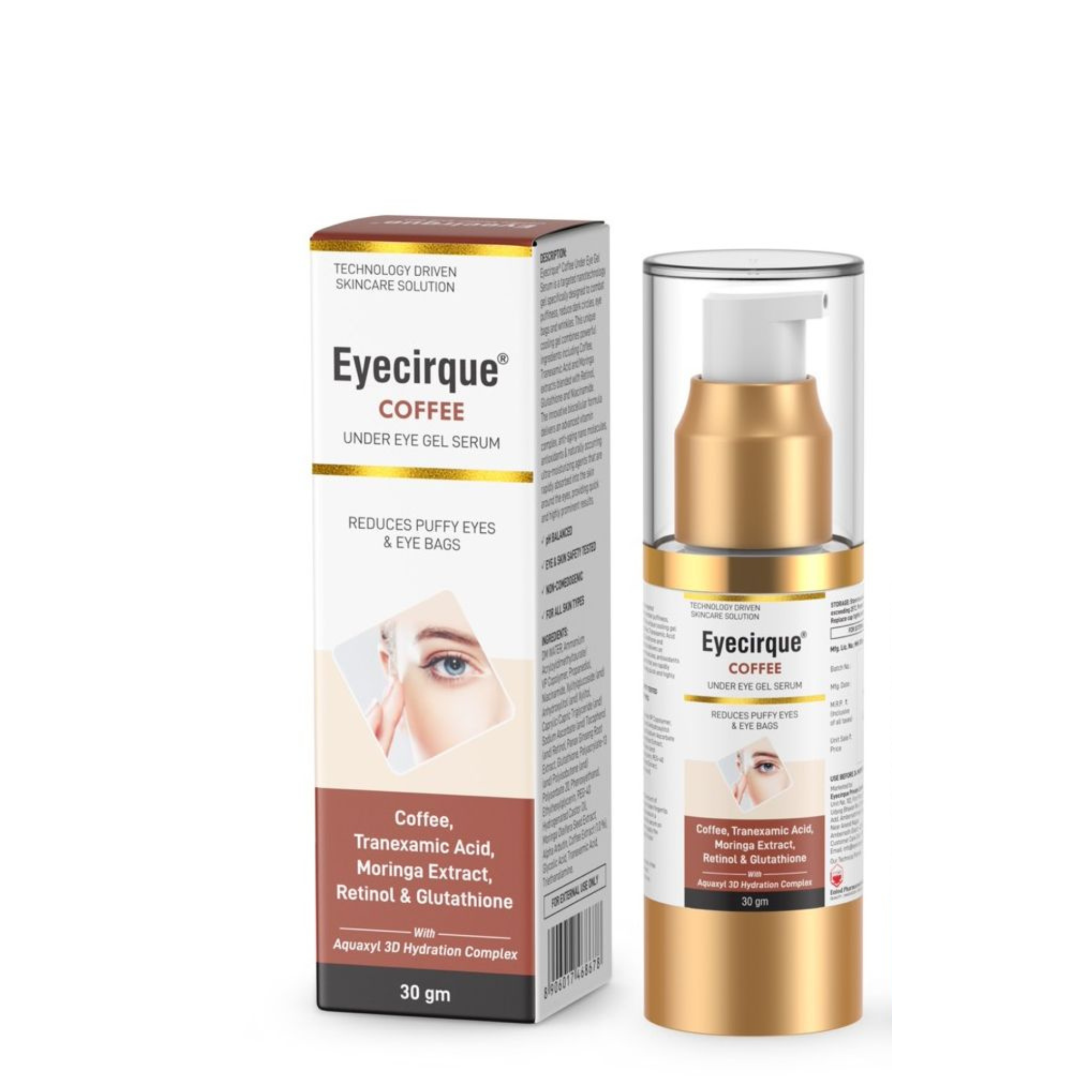 Coffee Under Eye Gel Serum for Dark Circles, Puffy Eyes, Eye Bags & Wrinkles