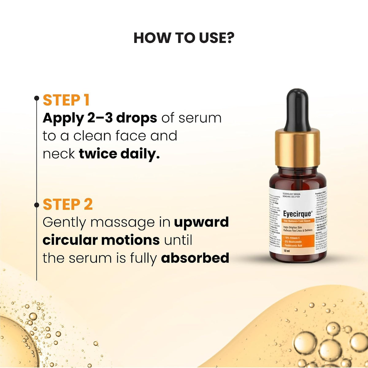 10% Vitamin C Face Serum with 5% Niacinamide & Hyaluronic Acid | Brightens, Hydrates & Evens Skin Tone - 10ML Trio Pack