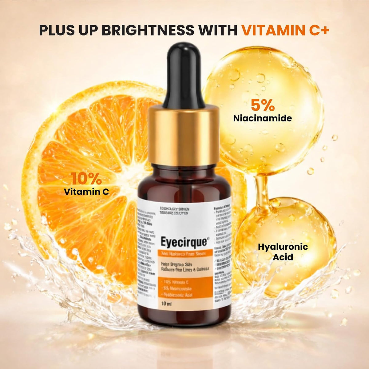10% Vitamin C Face Serum with 5% Niacinamide & Hyaluronic Acid | Brightens, Hydrates & Evens Skin Tone - 10ML Trio Pack