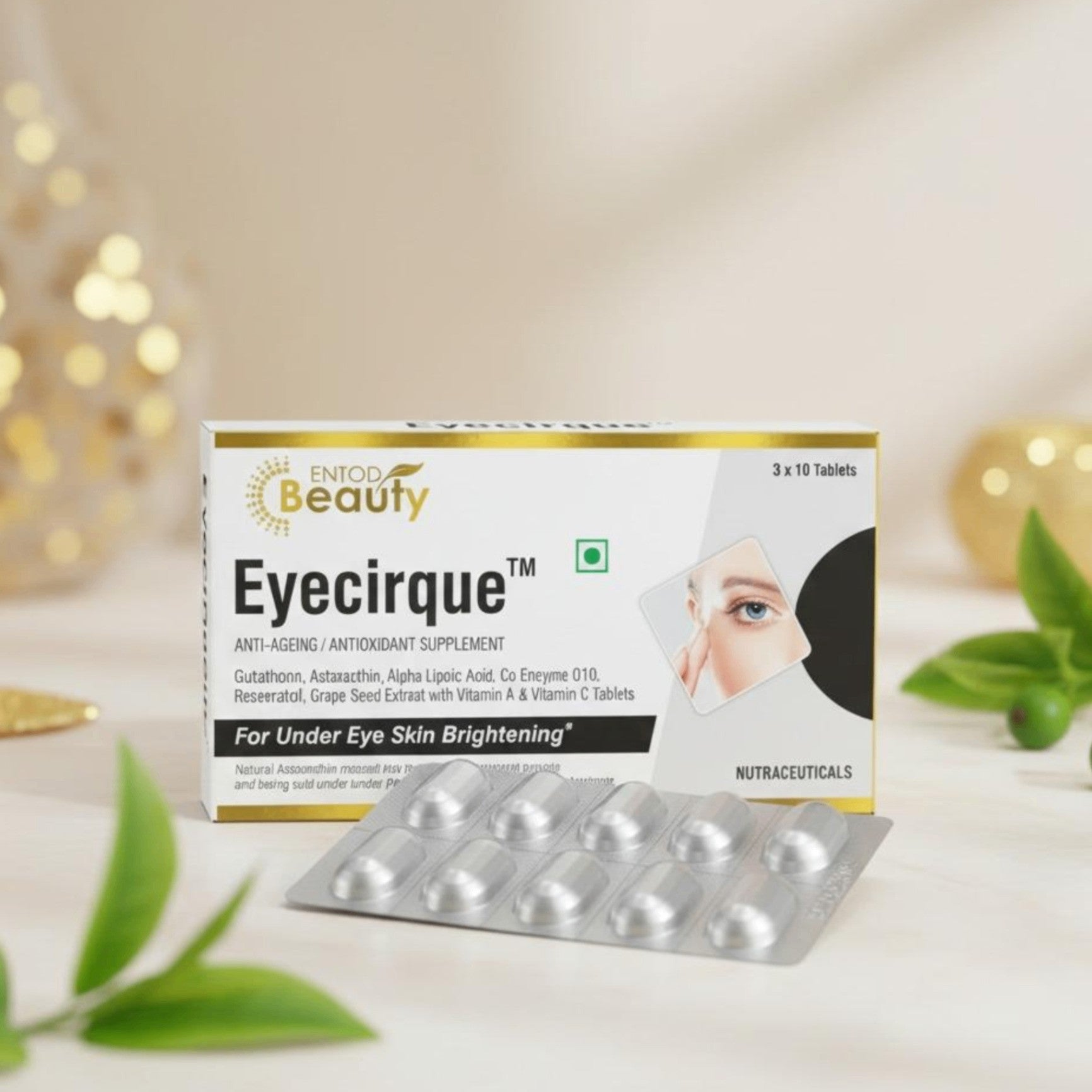 Eyecirque Skin Brightening & Antioxidant Supplement | Glutathione, Natural Astaxanthin (AstaReal® 4%), Alpha Lipoic Acid, Grape Seed Extract, Vitamins A & C | Radiant, Youthful, Firm Skin